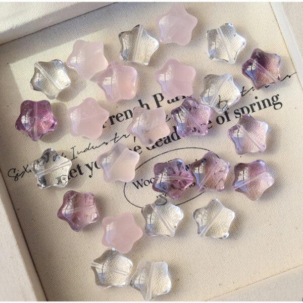 2 pcs / 5 pcs fat star shape natural amethyst and rose quartz bead - Image 7
