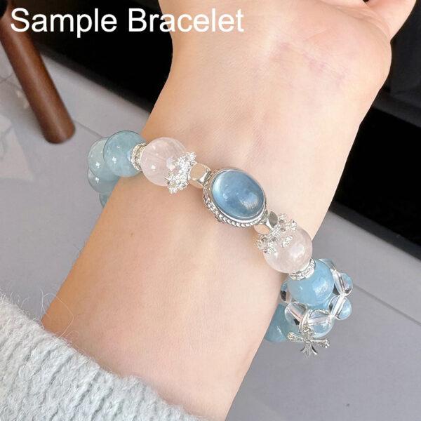oval shape natural aquamarine inlaid copper bead - Image 8