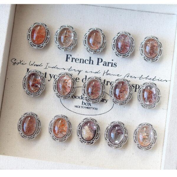 oval shape natural Phantom Quartz inlaid copper bead - Image 8