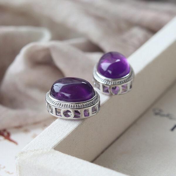 oval shape natural amethyst inlaid copper bead - Image 8