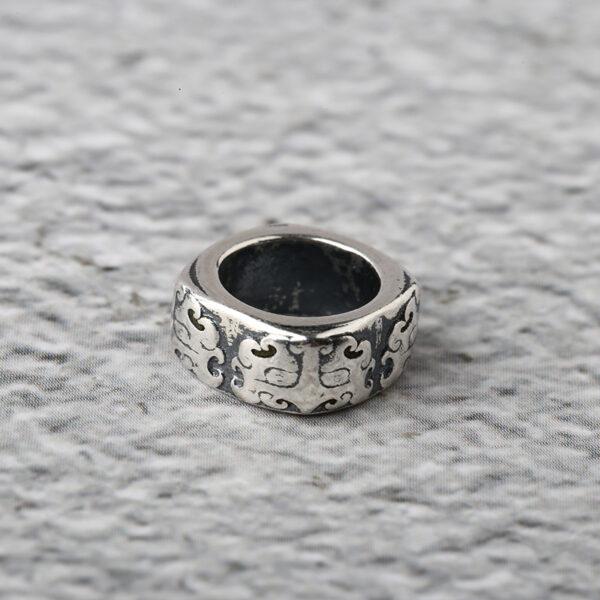 abstract beast pattern ring shape s925 sterling silver bead, oxidized silver ring bead - Image 8