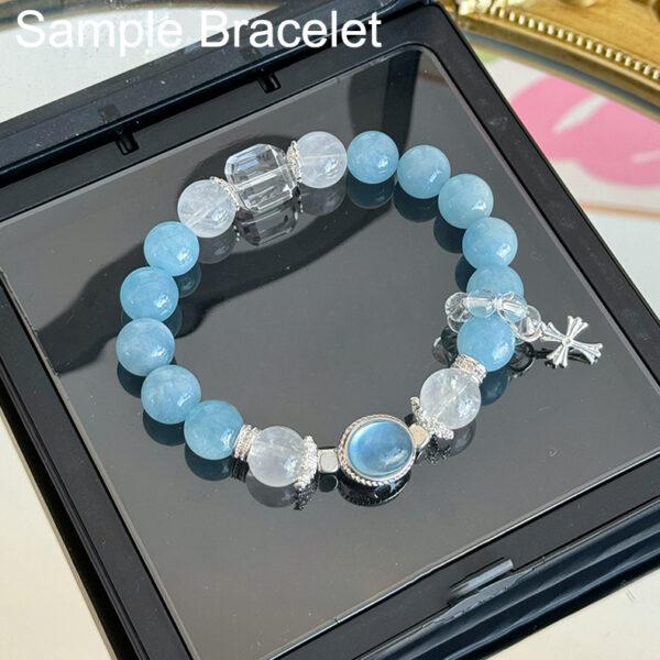 oval shape natural aquamarine inlaid copper bead - Image 9