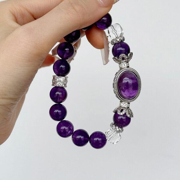 oval shape natural amethyst inlaid copper bead - Image 9