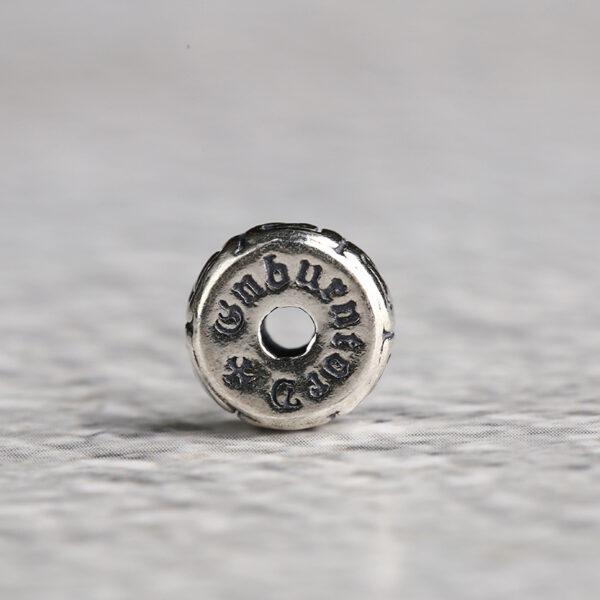 retro fret pattern rondelle shape s925 sterling silver bead, oxidized silver rondelle bead - Image 6