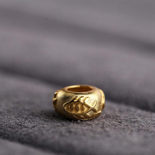 fish pattern rondelle shape gild s925 sterling silver bead, golden rondelle bead - Image 5