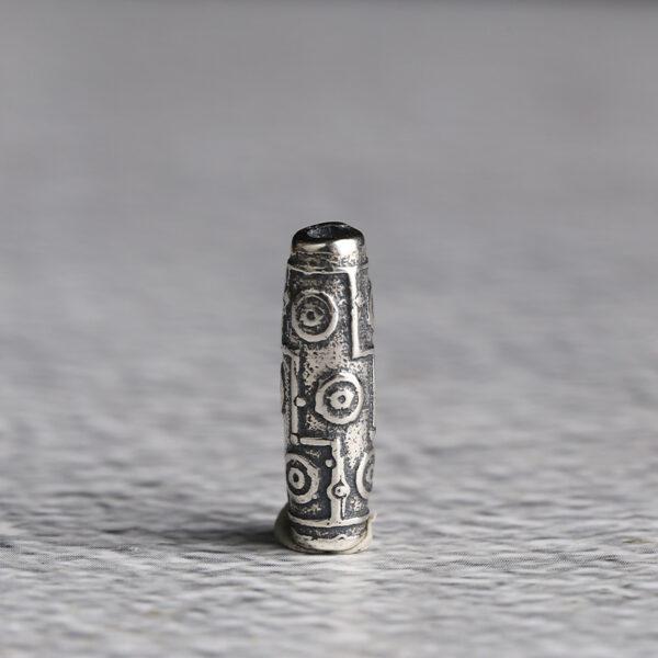 retro dzi bead pattern oval shape s925 sterling silver bead, oxidized silver dzi bead - Image 6