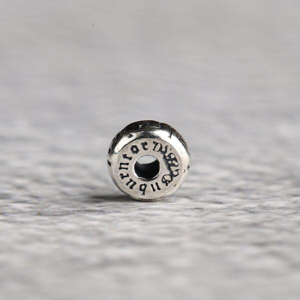 retro fret pattern rondelle shape s925 sterling silver bead, oxidized silver rondelle bead - Image 7