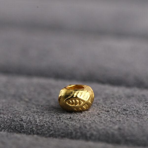 fish pattern rondelle shape gild s925 sterling silver bead, golden rondelle bead - Image 6