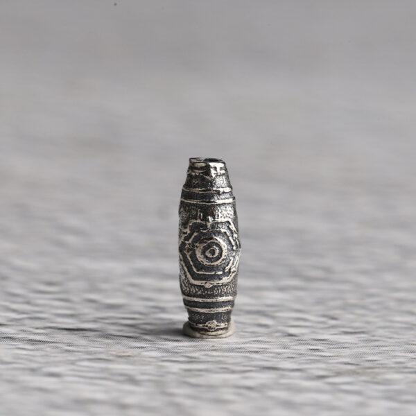retro dzi bead pattern oval shape s925 sterling silver bead, oxidized silver dzi bead - Image 7