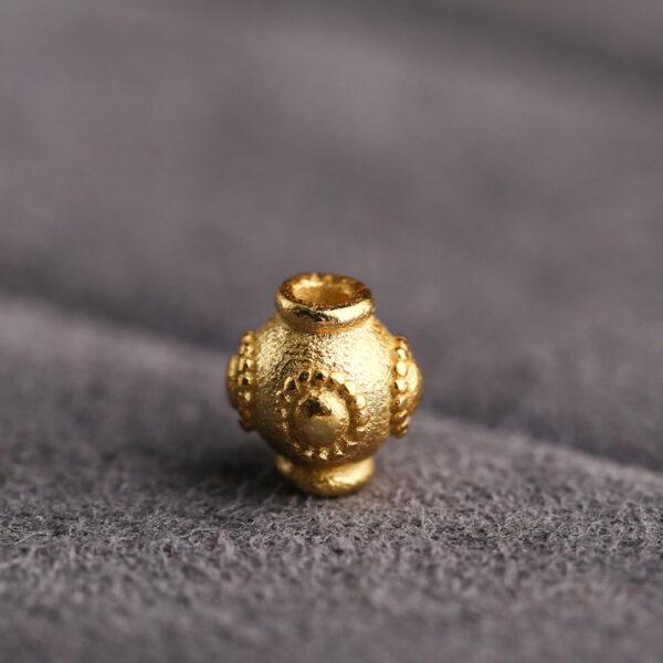 simple round pattern oval shape gild s925 sterling silver bead, golden oval bead - Image 6