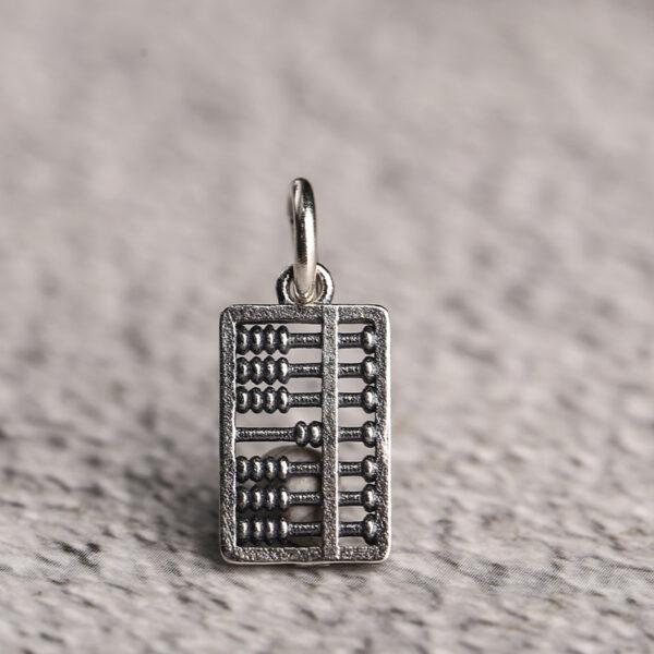 retro abacus shape s925 sterling silver charm bead, oxidized silver abacus charm - Image 6