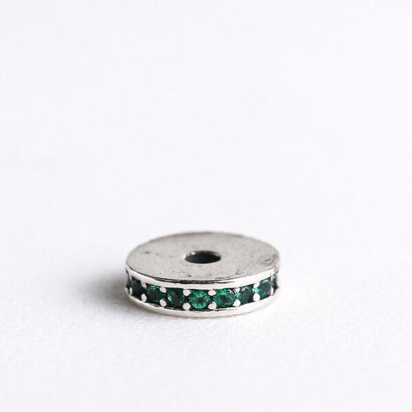 zircon inlaid gasket shape s925 sterling silver bead, oxidized silver gasket bead - Image 7