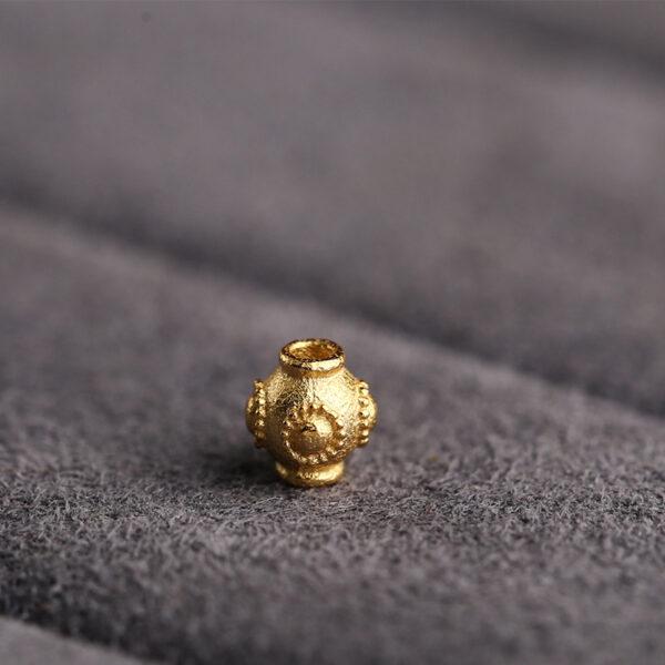 simple round pattern oval shape gild s925 sterling silver bead, golden oval bead - Image 7