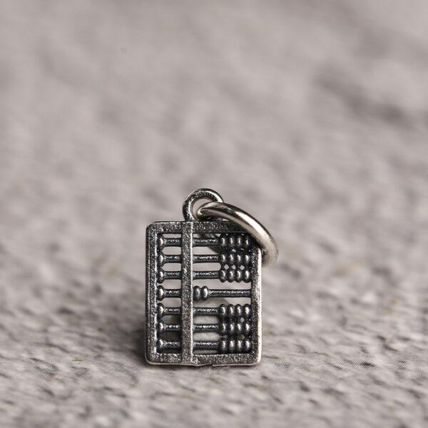 retro abacus shape s925 sterling silver charm bead, oxidized silver abacus charm - Image 7