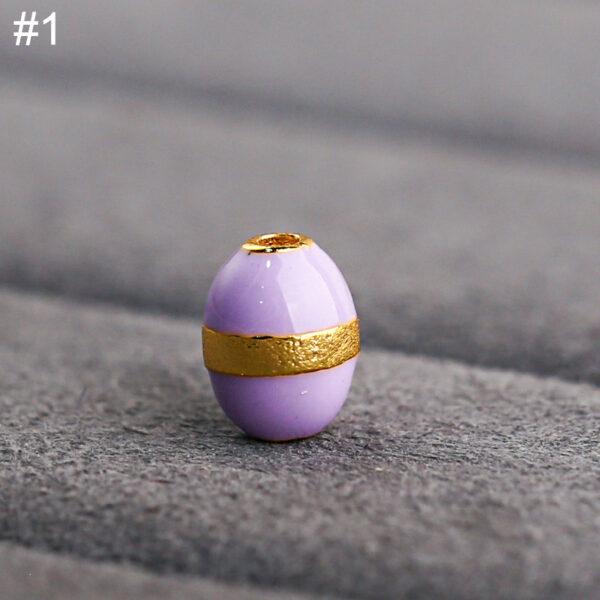 oval shape gild sterling silver bead, colorful enamel oval bead - Image 6
