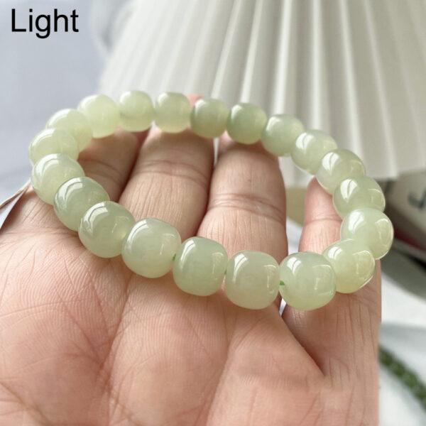drum shape 7A natural Nephrite jade beaded bracelet - Image 4