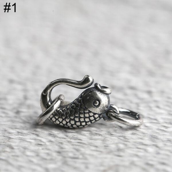 fish and dragon pattern s925 sterling silver clasp bead, oxidized silver clasp - Image 6