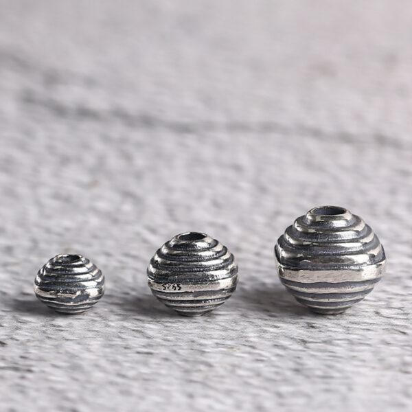 thread pattern square shape s925 sterling silver bead, oxidized silver square bead