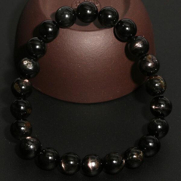 7mm - 14mm round shape 5A natural Hypersthene beaded bracelet