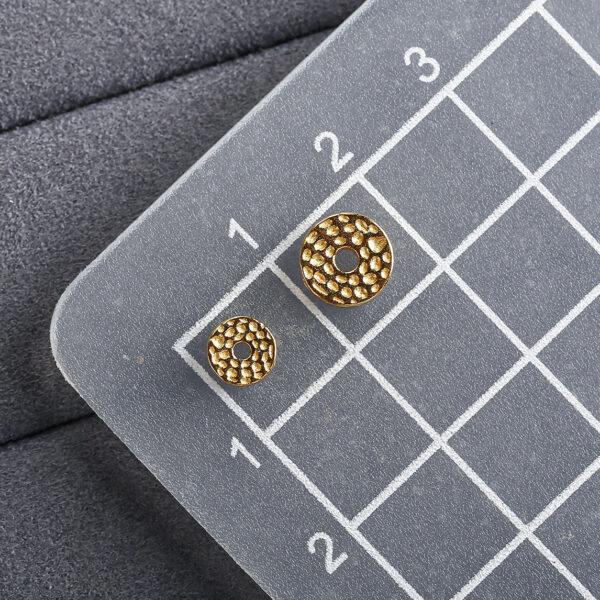 small pits pattern gasket shape gild s925 sterling silver bead, golden gasket bead - Image 2