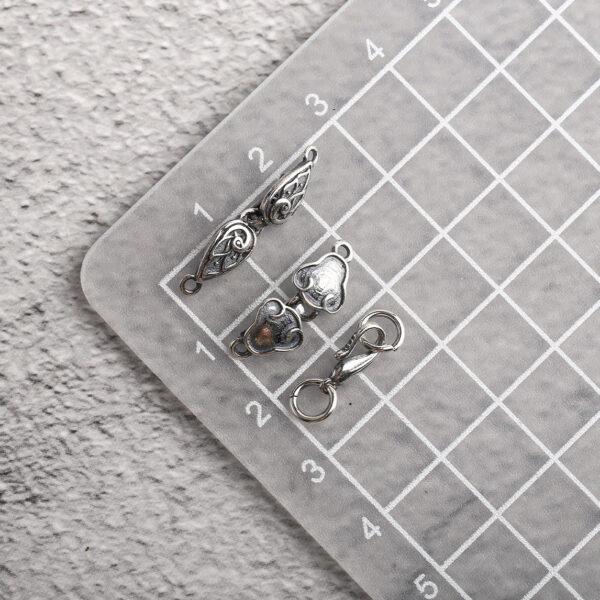 cloud and flower pattern s925 sterling silver clasp bead, oxidized silver clasp - Image 2