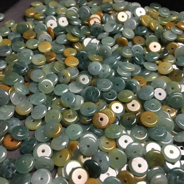 rondelle shape natural blue and yellow jadeite bead - Image 2