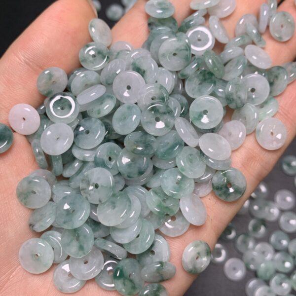 rondelle shape genuine natural mixed green jadeite bead, jade bead - Image 2