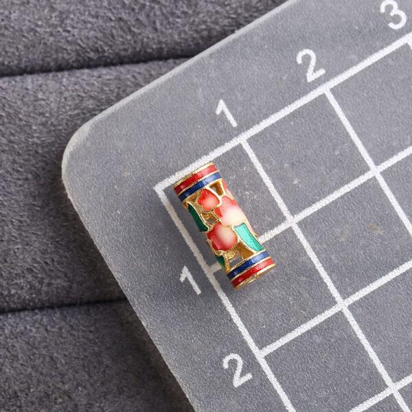 hollow flower colum shape gild sterling silver bead, colorful enamel colum bead - Image 2