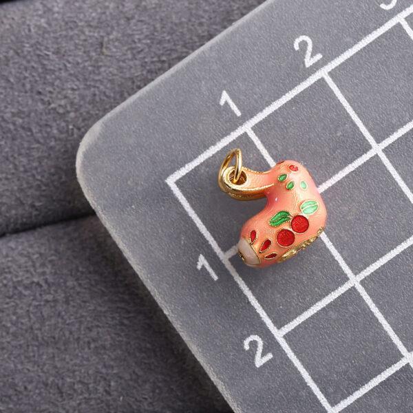 nice rabbit shape gild sterling silver charm bead, pink enamel rabbit charm - Image 2