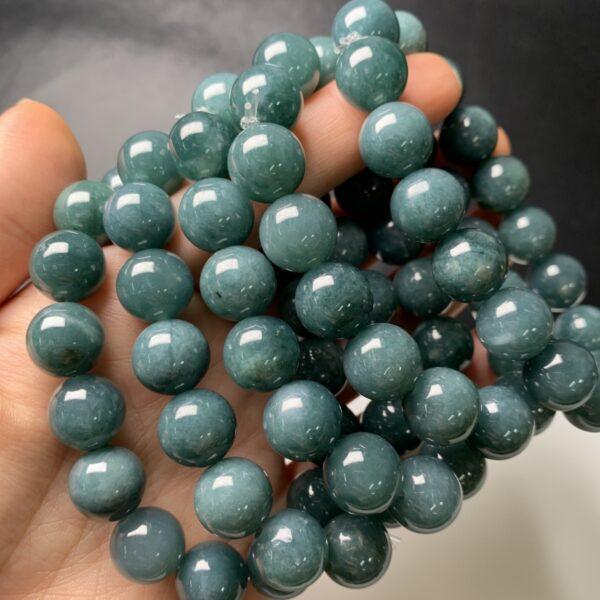 6mm - 12mm round shape natural icy blue jadeite beaded bracelet - Image 2