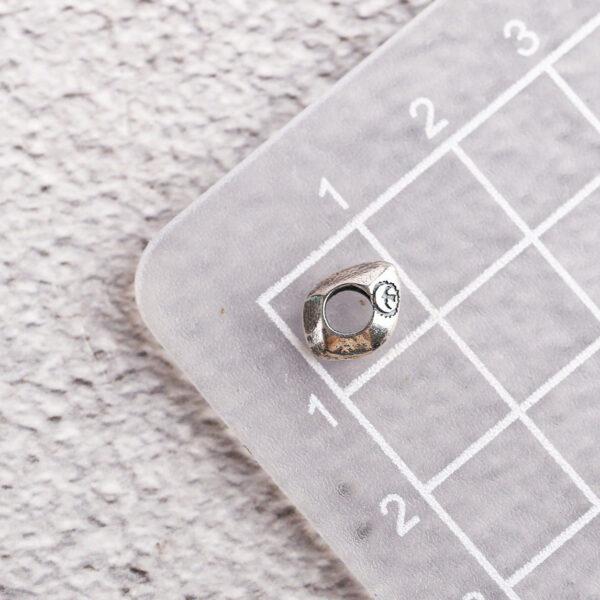 s925 sterling silver bird pattern irregular shape bead, oxidized silver bird bead - Image 2