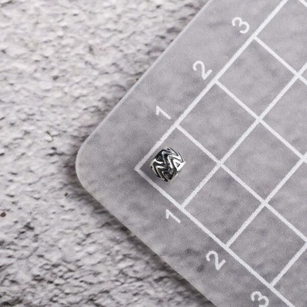 s925 sterling silver wave pattern drum shape bead, oxidized silver drum bead - Image 2
