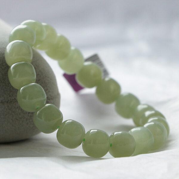 drum shape 7A natural Nephrite jade beaded bracelet - Image 2