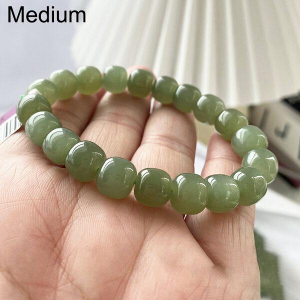 drum shape 7A natural Nephrite jade beaded bracelet - Image 5