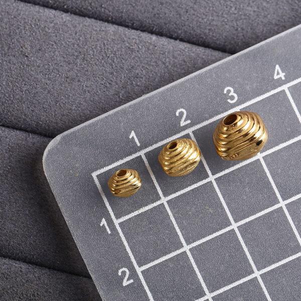 thread pattern square shape gild s925 sterling silver bead, golden square bead - Image 2