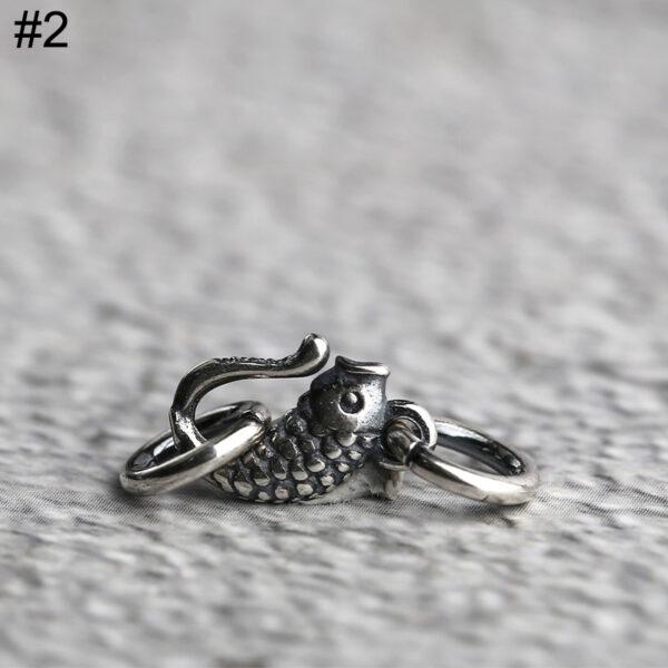 fish and dragon pattern s925 sterling silver clasp bead, oxidized silver clasp - Image 7