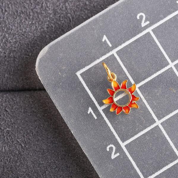 hollow sunflower shape gild sterling silver charm bead, colorful enamel flower charm - Image 2