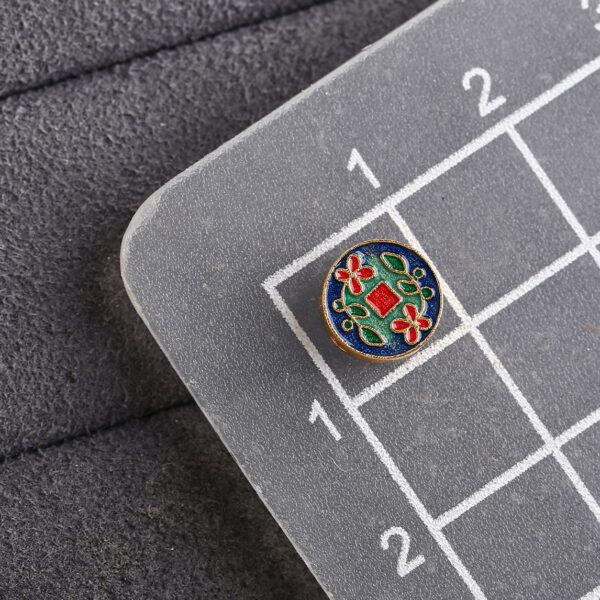 plum flower pattern round shape gild sterling silver bead, colorful enamel round bead - Image 2