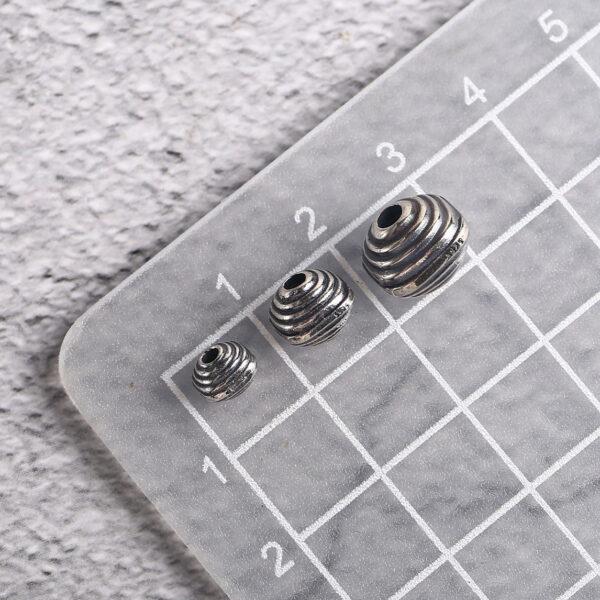 thread pattern square shape s925 sterling silver bead, oxidized silver square bead - Image 2