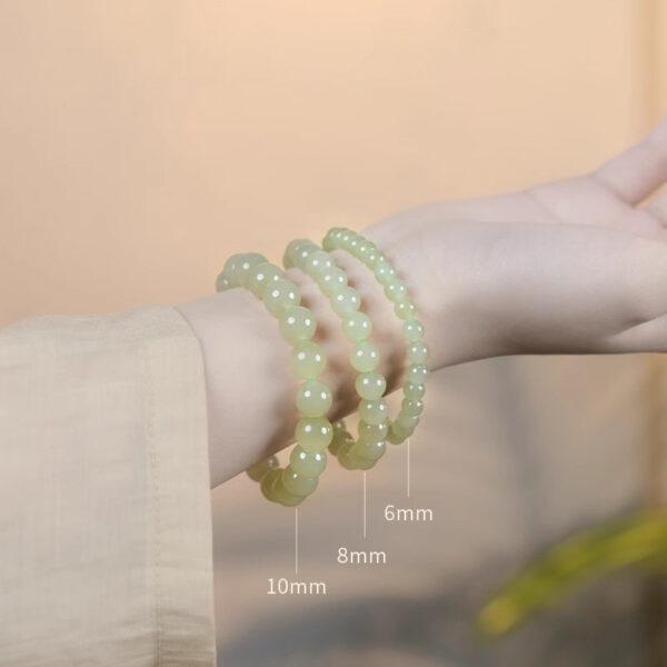 6mm - 12mm round shape high quality genuine natural nephrite jade beaded bracelet - Image 2