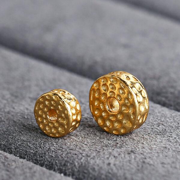small pits pattern gasket shape gild s925 sterling silver bead, golden gasket bead - Image 3