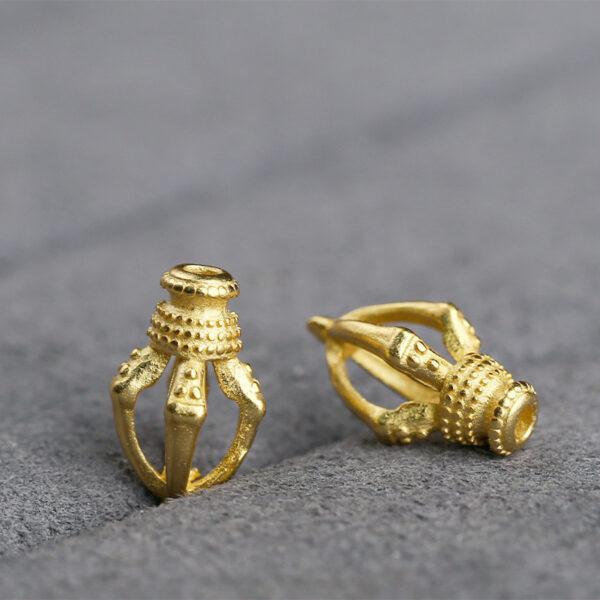 hollow flower shape gild s925 sterling silver charm bead, golden flower charm - Image 3