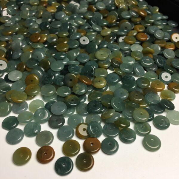 rondelle shape natural blue and yellow jadeite bead - Image 3