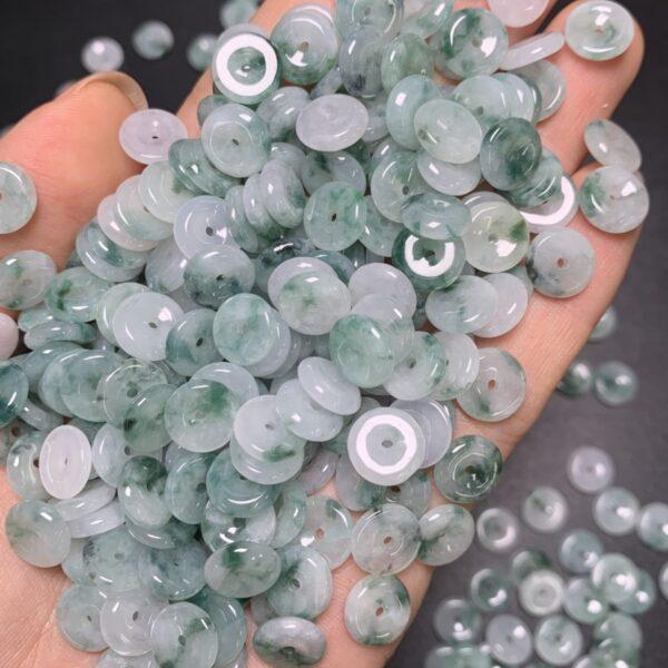 rondelle shape genuine natural mixed green jadeite bead, jade bead - Image 3