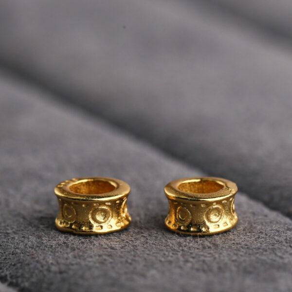 circle pattern gild s925 sterling silver ring bead, golden ring bead - Image 3