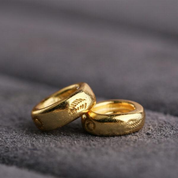 sun pattern gild s925 sterling silver ring bead, golden ring bead - Image 3