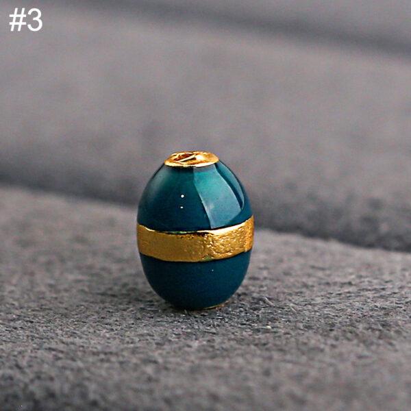 oval shape gild sterling silver bead, colorful enamel oval bead - Image 8