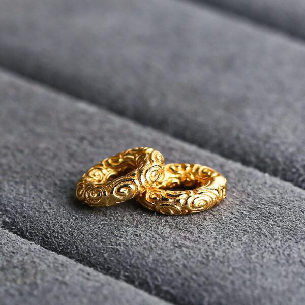 cloud pattern gild s925 sterling silver ring bead, golden ring bead - Image 3