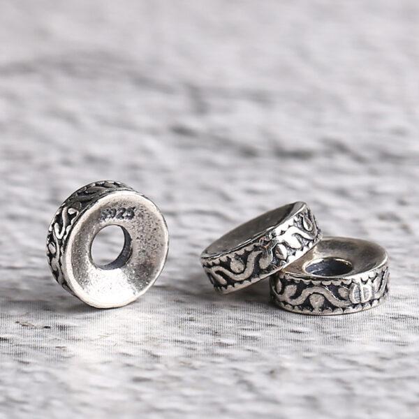 s925 sterling silver flower pattern gasket bead, oxidized silver spacer bead - Image 3