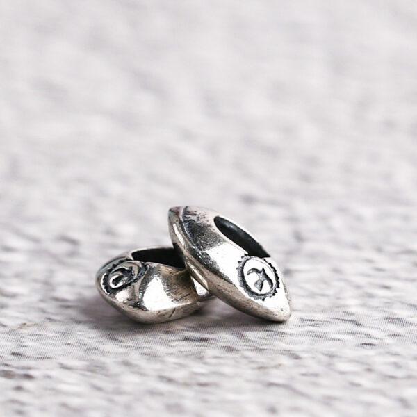 s925 sterling silver bird pattern irregular shape bead, oxidized silver bird bead - Image 3